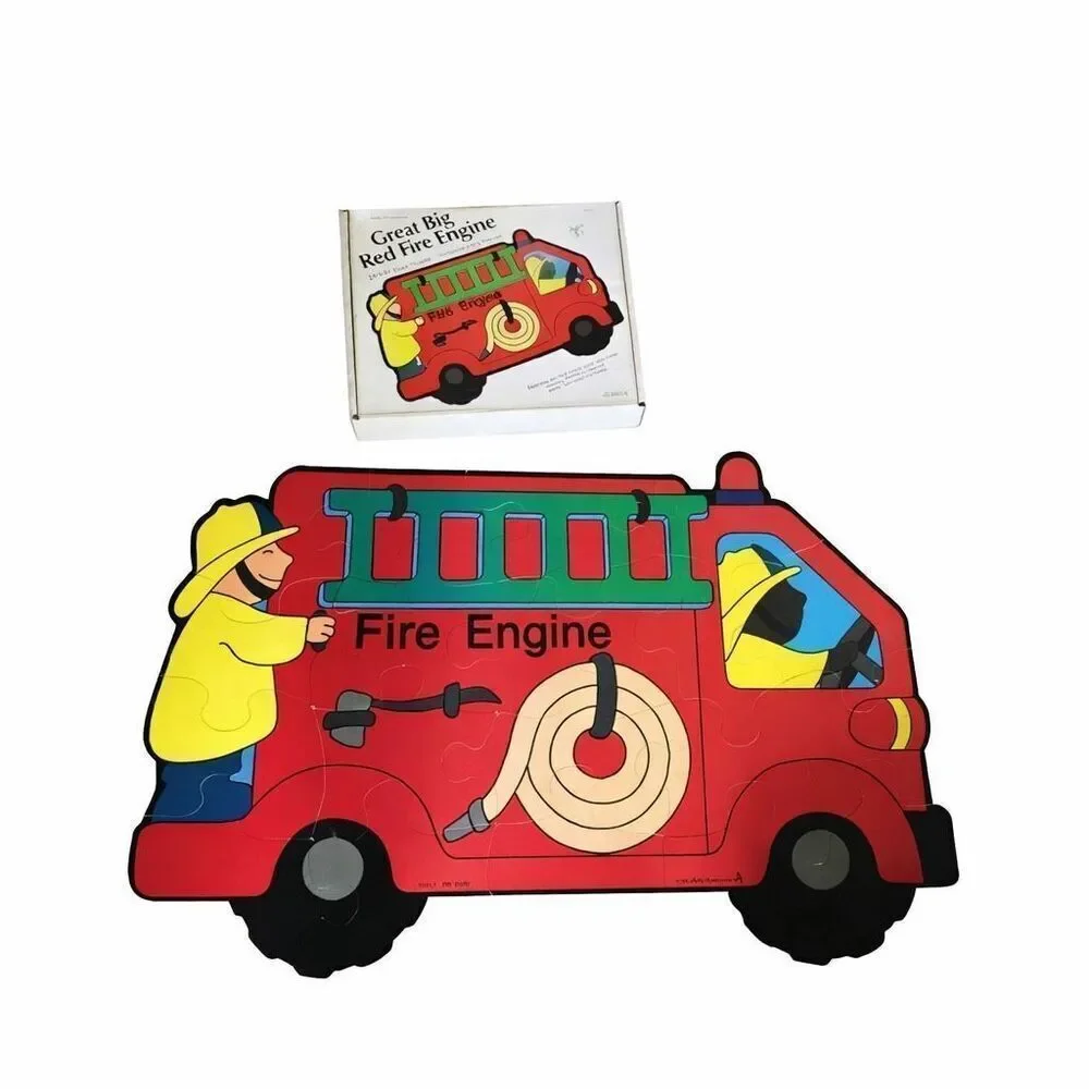 Judy/Instructo Great Big Red Fire Engine Floor Puzzle 24x36 19 Pieces1985 Age3-7
